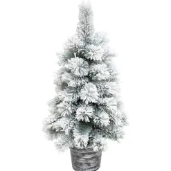 JJA Sapin artificiel de Noël en pot (H70 cm) Windy Peak Vert enneigé Sapin enneigé Discount