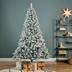 EMINZA Sapin artificiel de Noël (H150 cm) King Vert enneigé Sapin enneigé New
