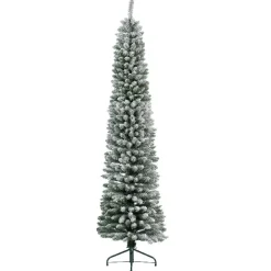 EMINZA Sapin artificiel de Noël (H240 cm) Narrow Vert enneigé Sapin enneigé Hot