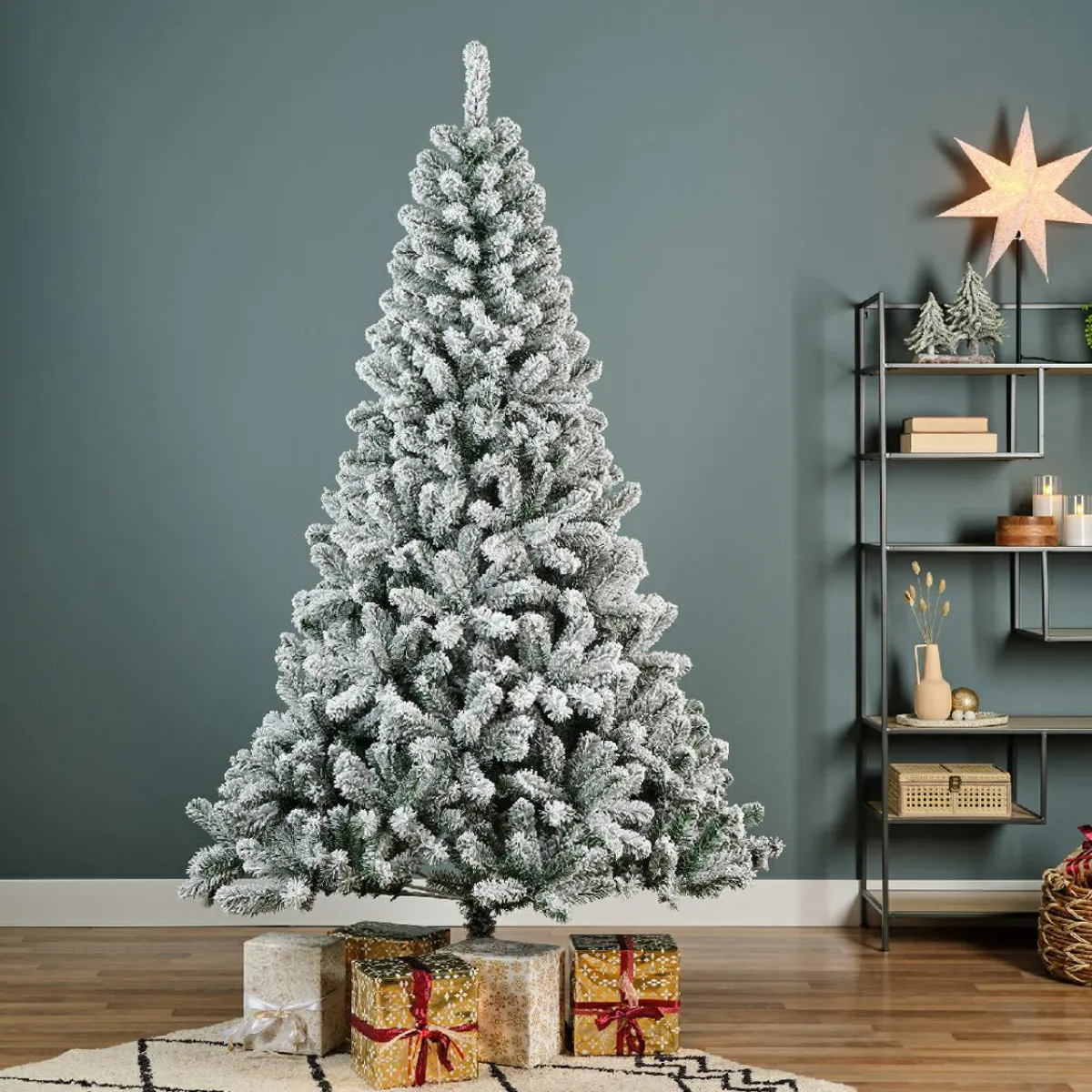 EMINZA Sapin artificiel de Noël (H300 cm) King Vert enneigé Sapin enneigé New