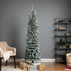 EMINZA Sapin artificiel de Noël (H120 cm) Narrow Vert enneigé Sapin enneigé New