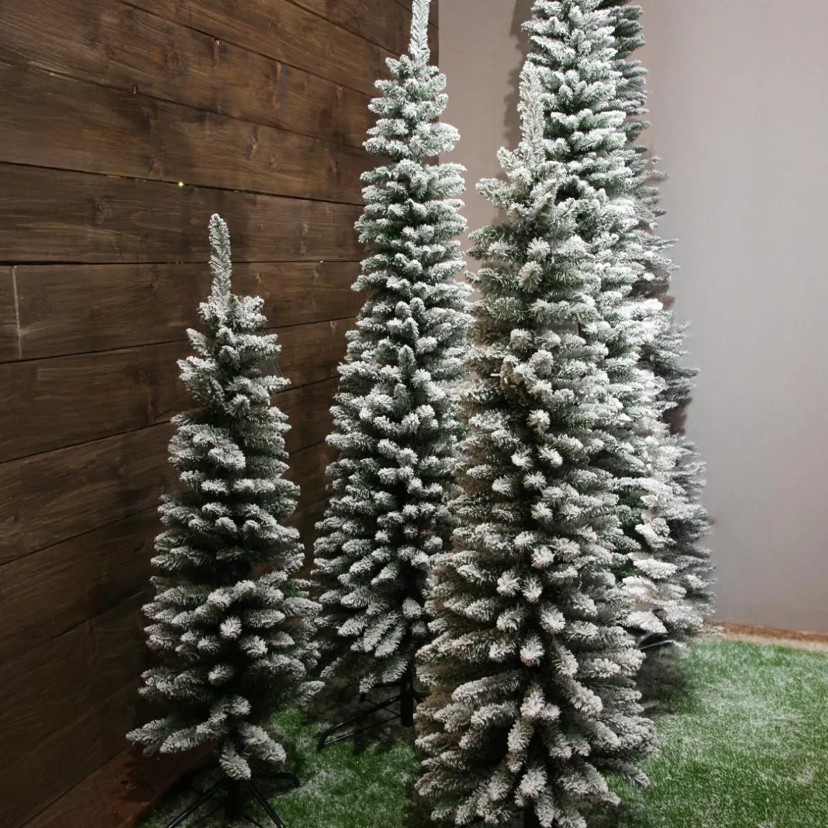 EMINZA Sapin artificiel de Noël (H120 cm) Narrow Vert enneigé Sapin enneigé New