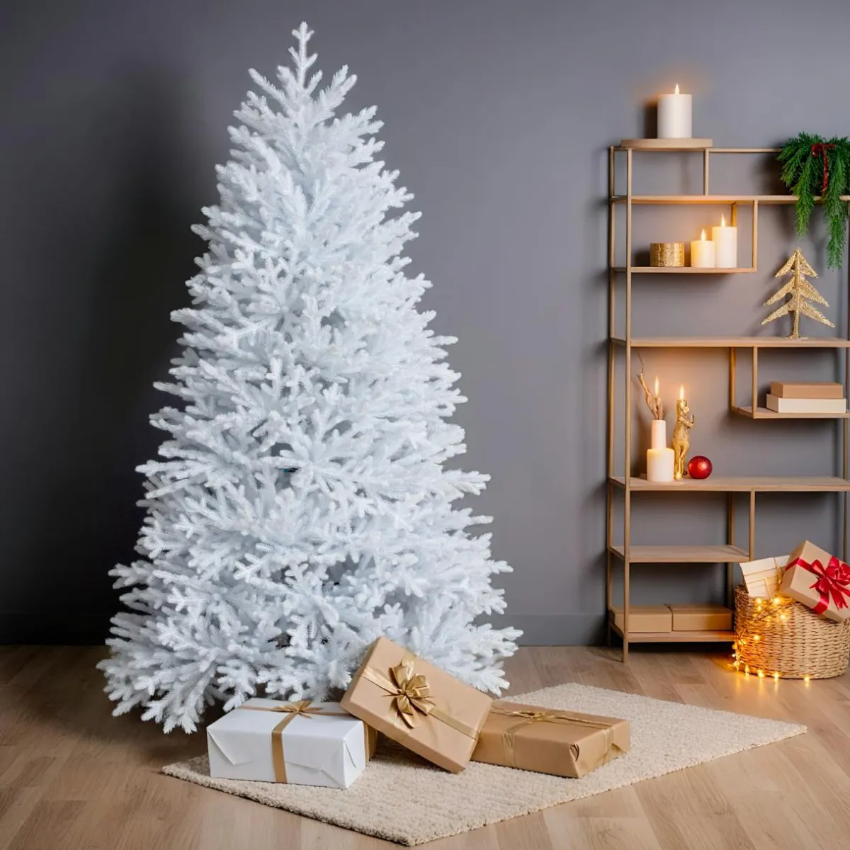 EMINZA Sapin de Noël artificiel (H240 cm) Quebec Blanc Sapin blanc New