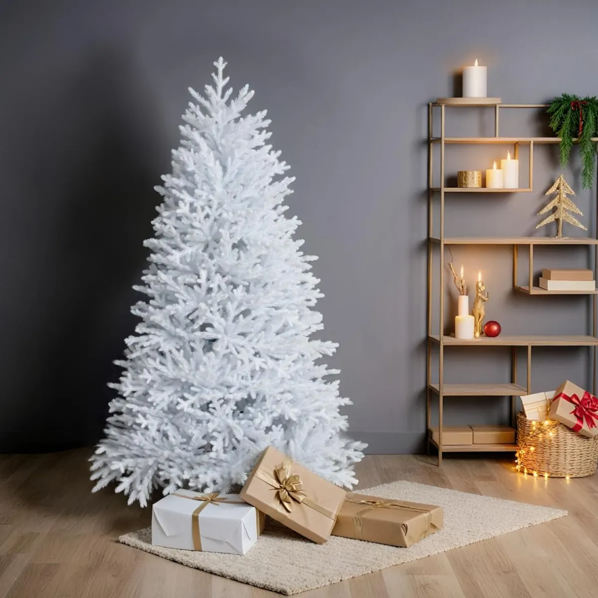EMINZA Sapin de Noël artificiel (H180 cm) Quebec Blanc Sapin blanc New