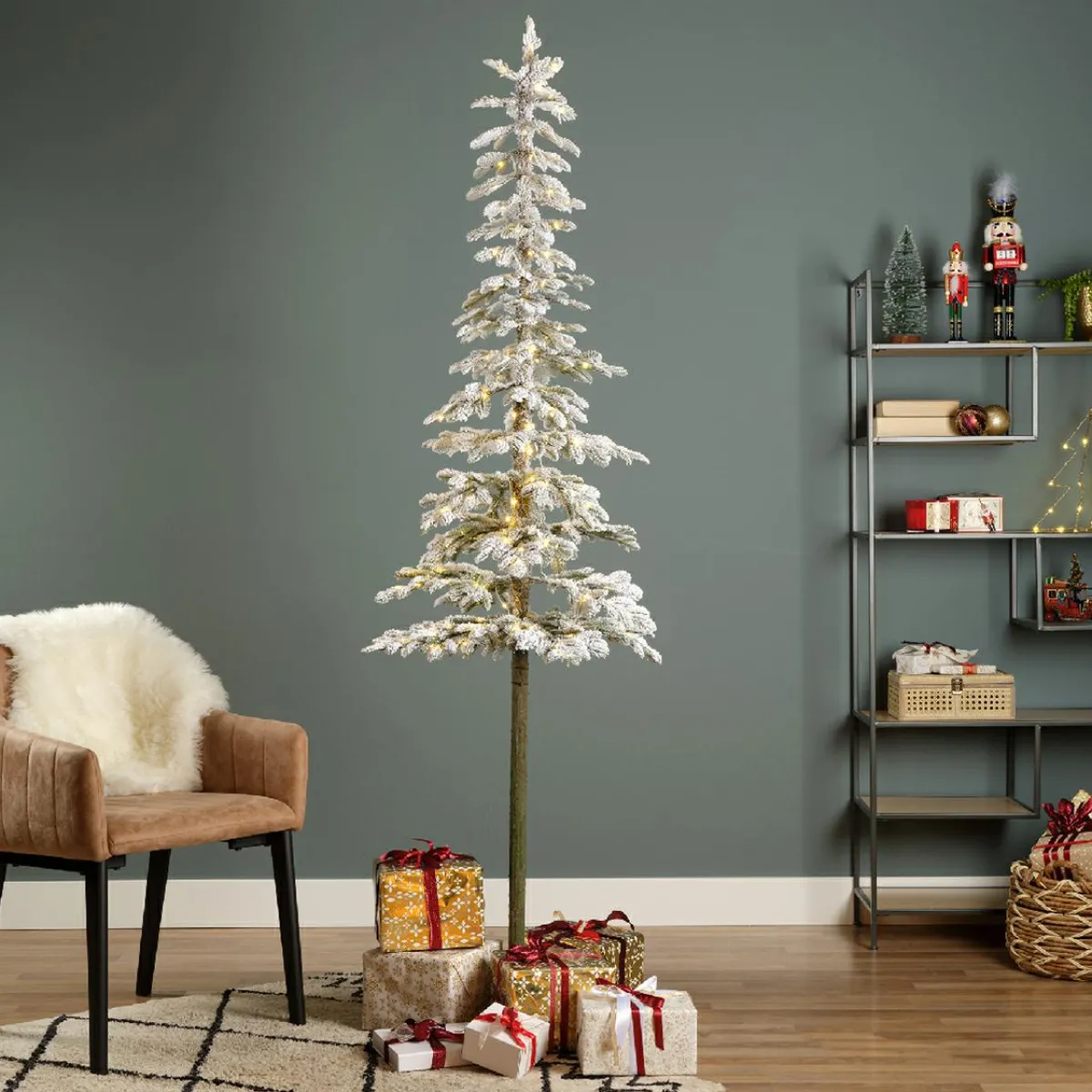 EMINZA Sapin de Noël artificiel lumineux 150 LED (H180 cm) Sierra Vert enneigé Sapin enneigé lumineux Best