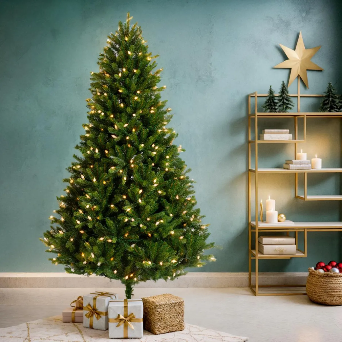 EMINZA Sapin de Noël artificiel lumineux 520 LED (H240 cm) Barrow Vert sapin Sapin vert lumineux Outlet
