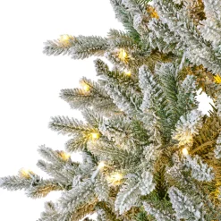EMINZA Sapin de Noël artificiel lumineux 430 LED (H210 cm) Allix Vert enneigé Sapin enneigé lumineux Clearance