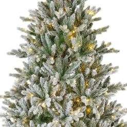 EMINZA Sapin de Noël artificiel lumineux 430 LED (H210 cm) Allix Vert enneigé Sapin enneigé lumineux Clearance