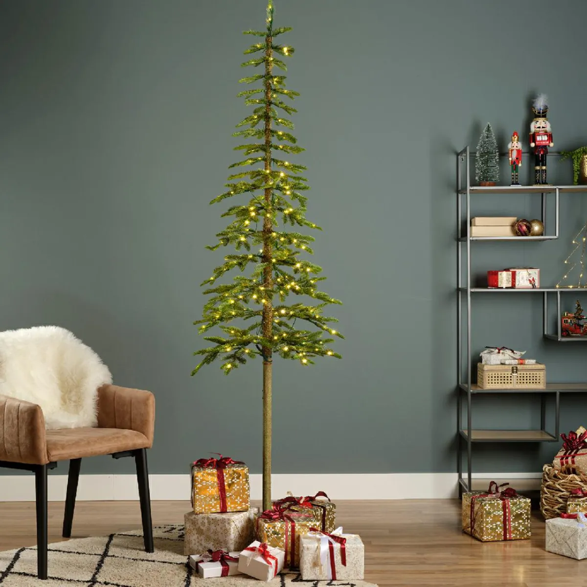 EMINZA Sapin de Noël artificiel lumineux 200 LED (H210 cm) Sierra Vert sapin Sapin vert lumineux Sale