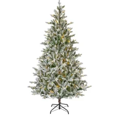 EMINZA Sapin de Noël artificiel lumineux 320 LED (H180 cm) Allix Vert enneigé Sapin enneigé lumineux Outlet