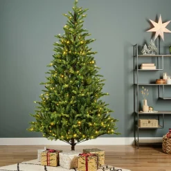 EMINZA Sapin de Noël artificiel lumineux 430 LED (H210 cm) Allix Vert sapin Sapin vert lumineux New