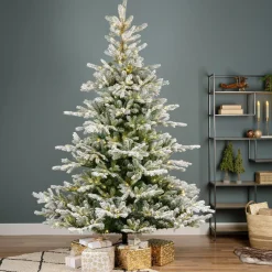 EMINZA Sapin de Noël artificiel lumineux 700 LED (H240 cm) Glorious Vert enneigé Sapin enneigé lumineux Sale