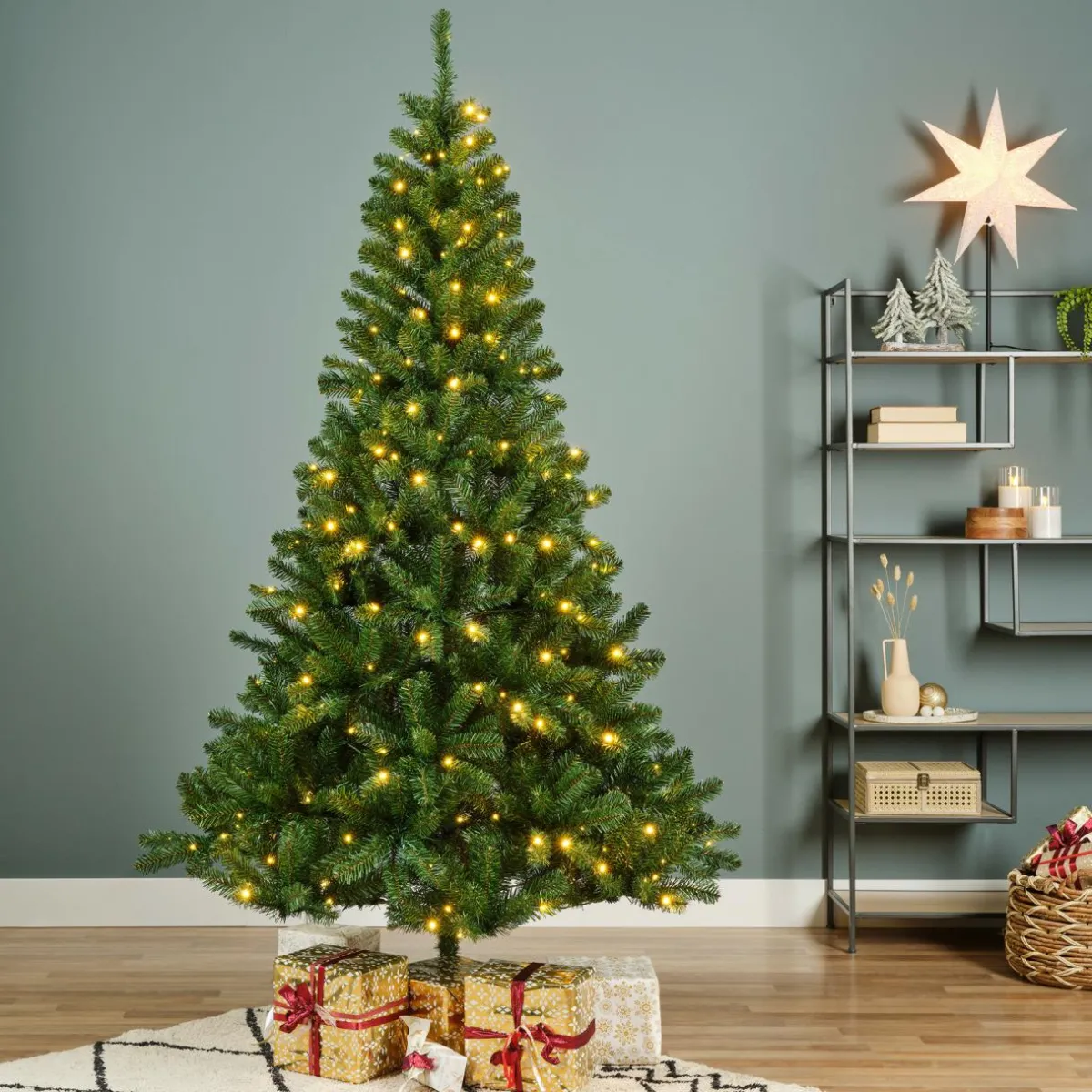 EMINZA Sapin de Noël artificiel lumineux 260 LED (H180 cm) King Vert sapin Sapin vert lumineux Online