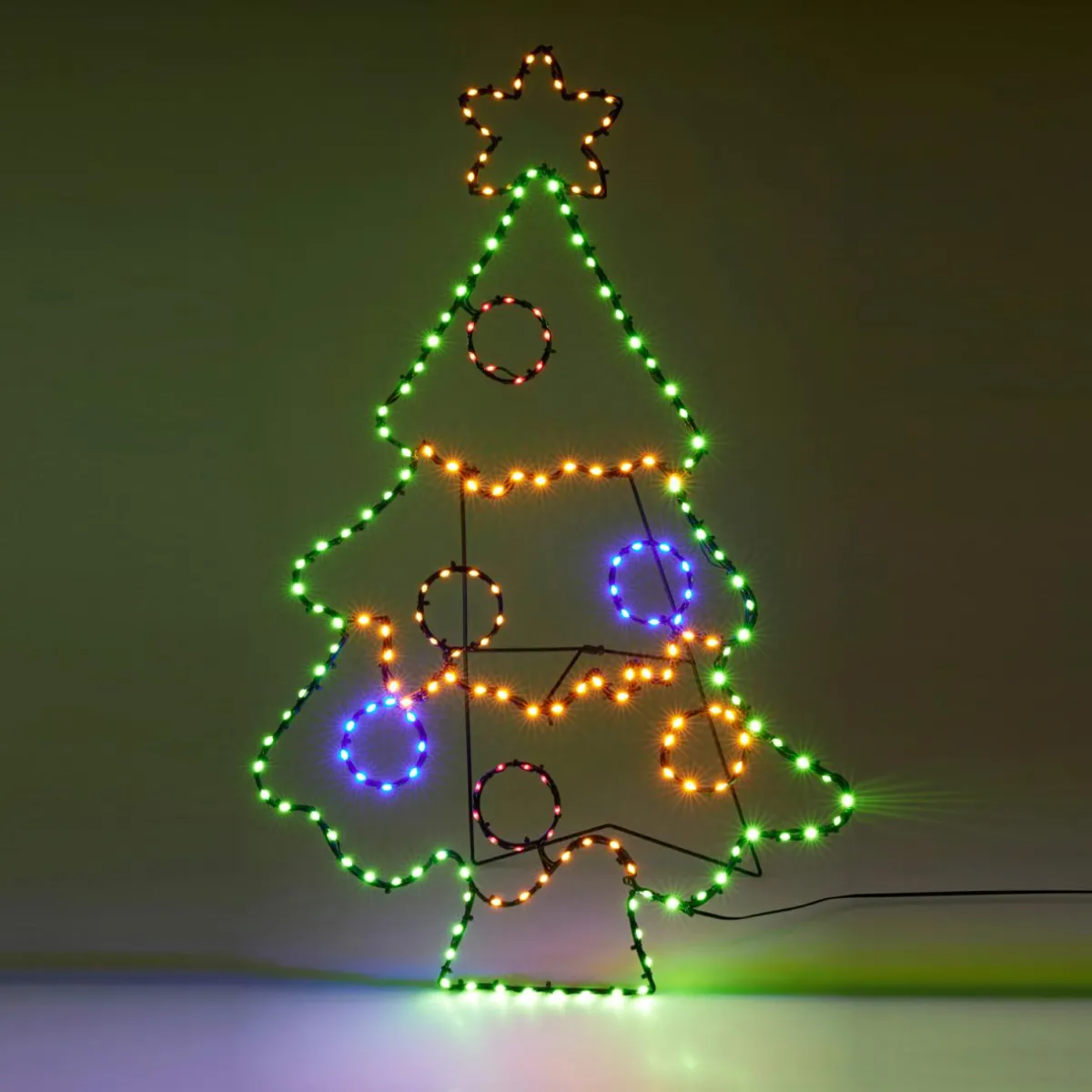KOOPMAN Sapin de Noël lumineux 201 LED (H80 cm) Néon effet flash Multicolore Best