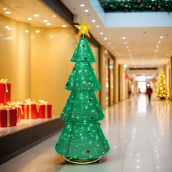 JJA Sapin de Noël lumineux 200 LED (H188 cm) Grande étoile Blanc froid Vert Hot