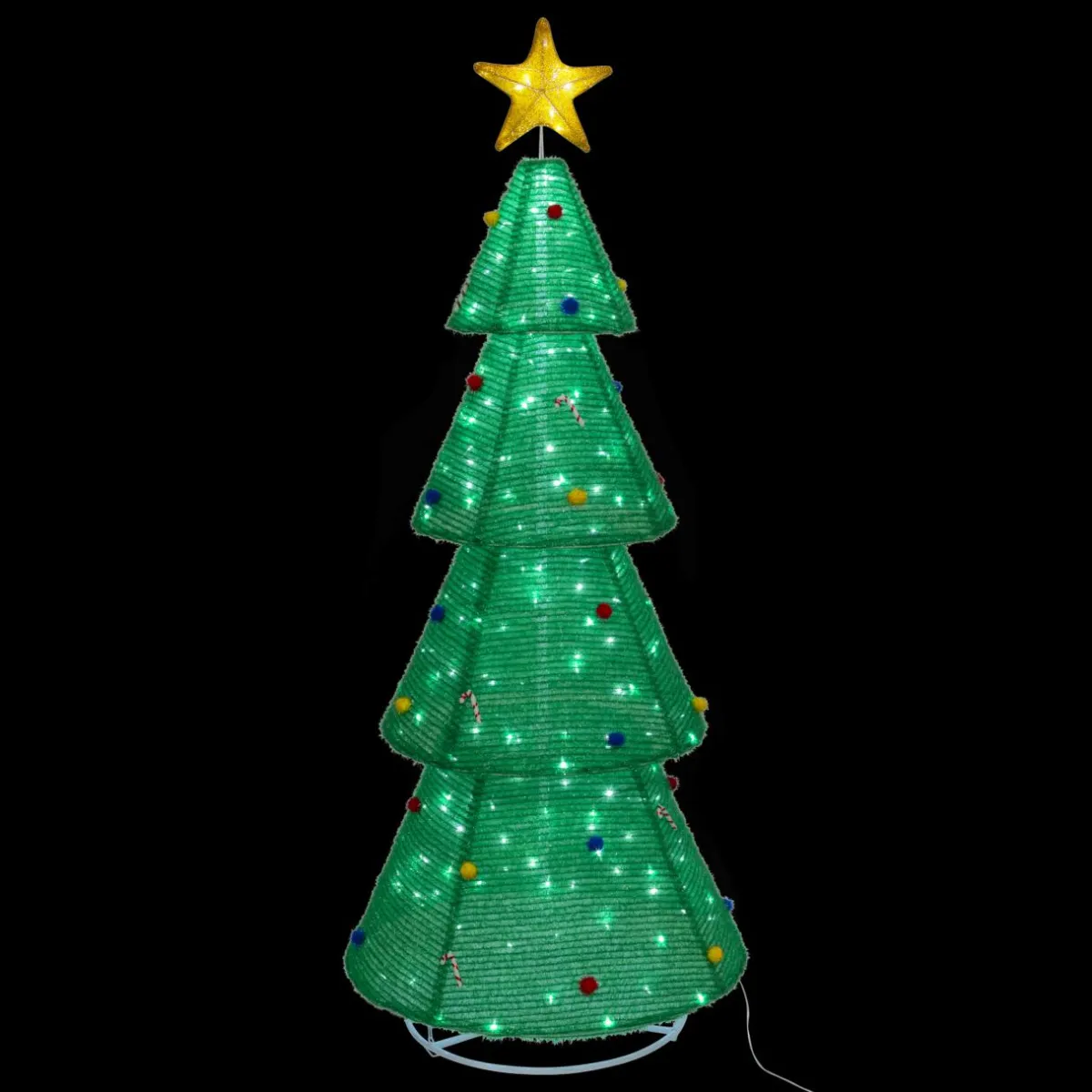 JJA Sapin de Noël lumineux 200 LED (H188 cm) Grande étoile Blanc froid Vert Hot