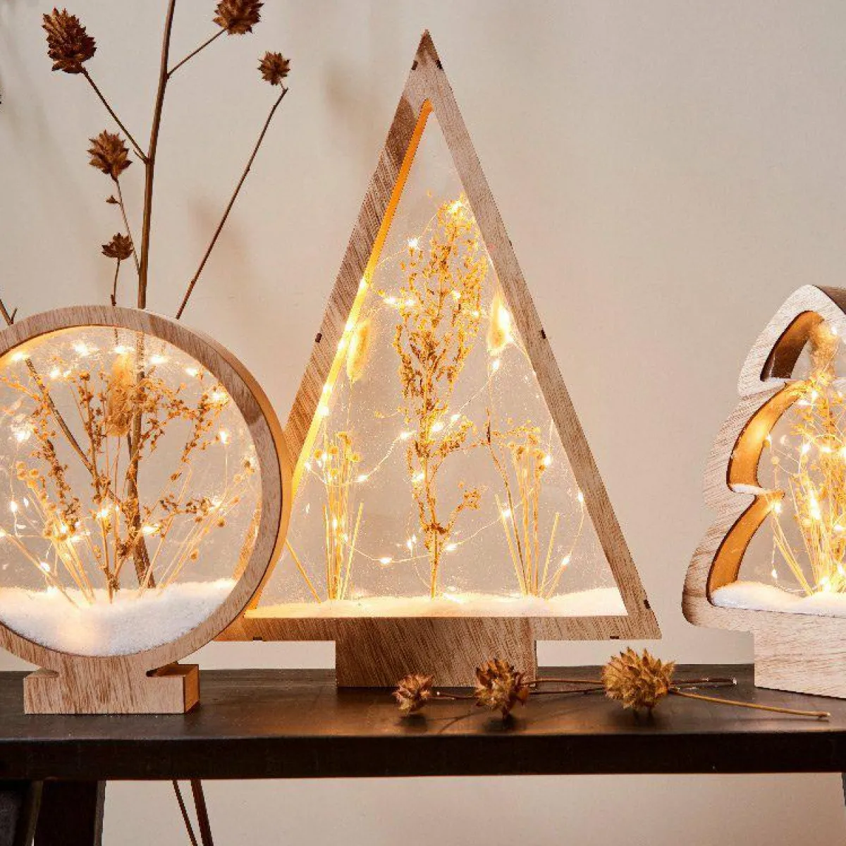 KAEMINGK Sapin de Noël lumineux à piles 40 LED (H47 cm) Wood Blanc chaud Sale