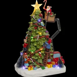 JJA Sapin de Noël musical et animé (H39 cm) Père Noël en nacelle Multicolore Hot