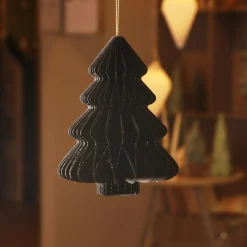 KAEMINGK Sapin en papier à suspendre (H15 cm) fermeture Magnétique Noir Outlet