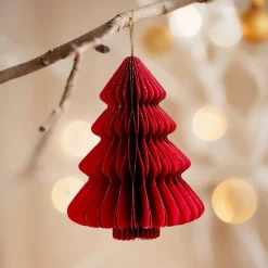 KAEMINGK Sapin en papier à suspendre (H15 cm) fermeture Magnétique Rouge Best