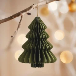 KAEMINGK Sapin en papier à suspendre (H15 cm) Fermeture Magnétique Vert romarin Sale