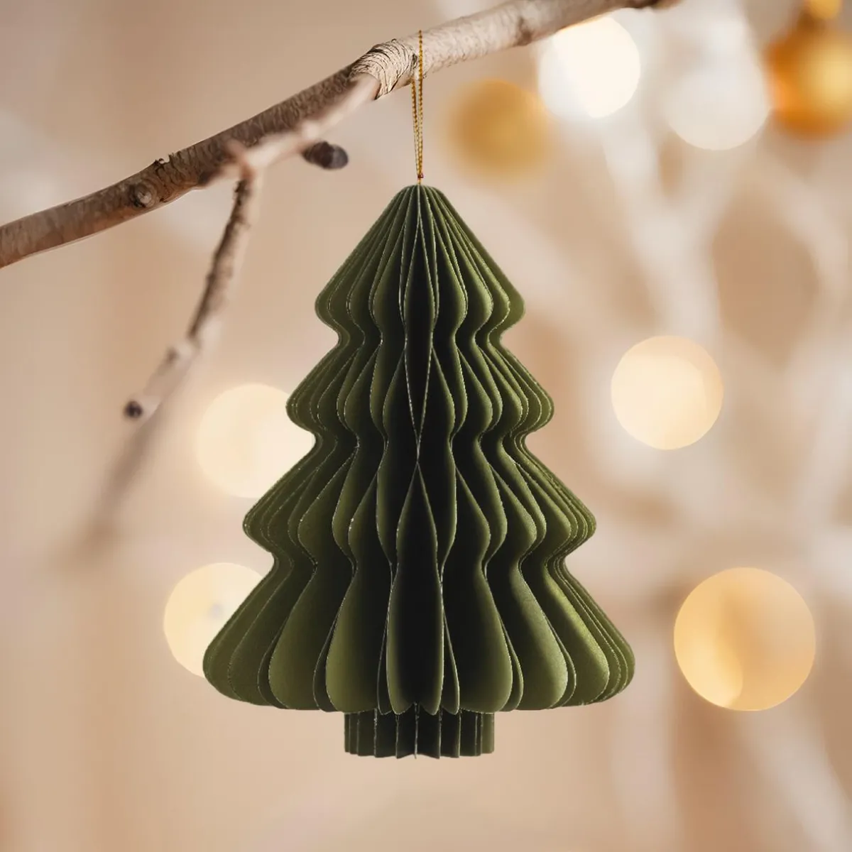 KAEMINGK Sapin en papier à suspendre (H15 cm) Fermeture Magnétique Vert romarin Sale