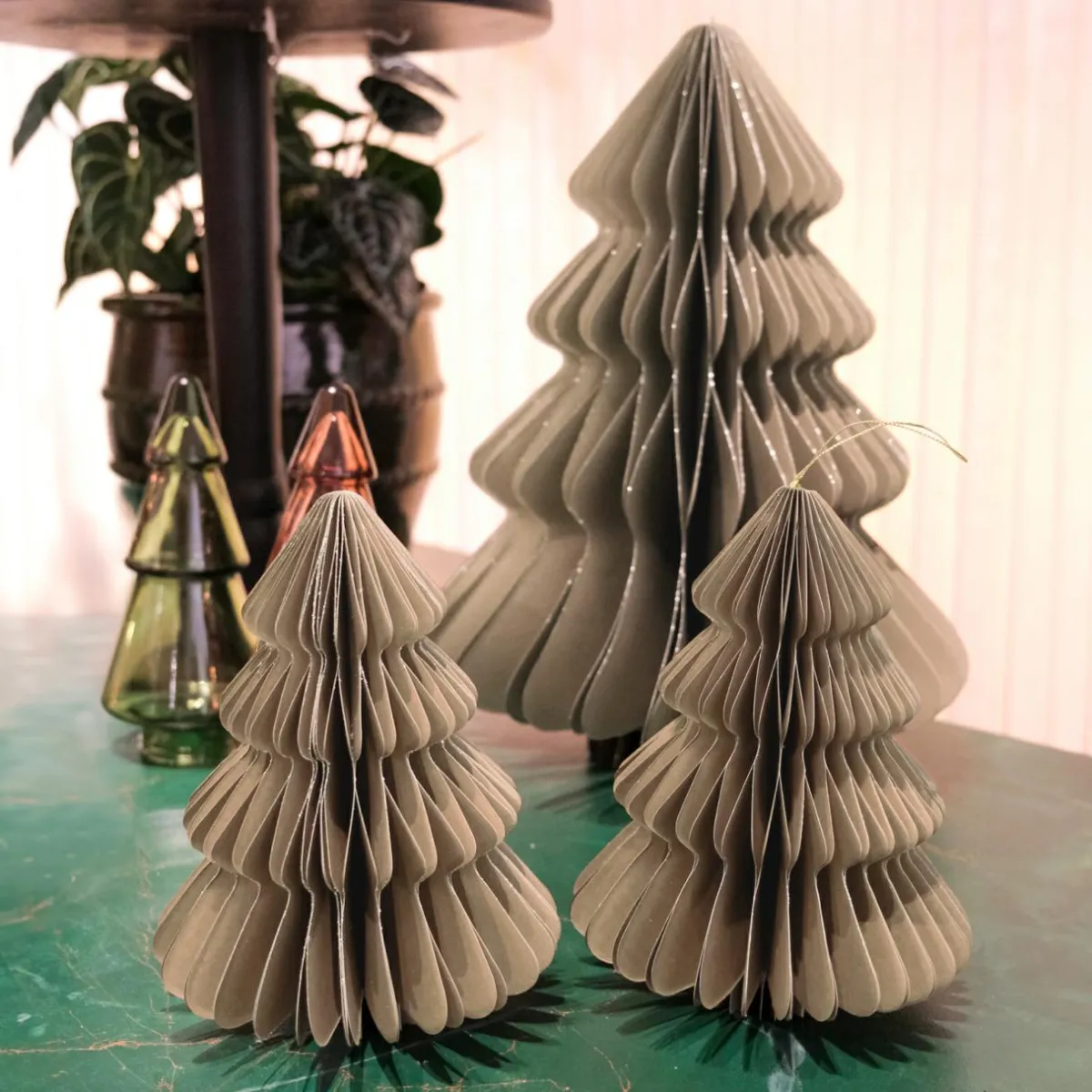 KAEMINGK Sapin en papier à suspendre (H15 cm) Fermeture Magnétique Brun Marron Clearance