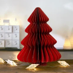 KAEMINGK Sapin en papier à suspendre (H40 cm) fermeture Magnétique Rouge New