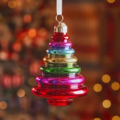 KAEMINGK Sapin en verre à suspendre (H10 cm) Noël joyeux Multicouleur Multicolore