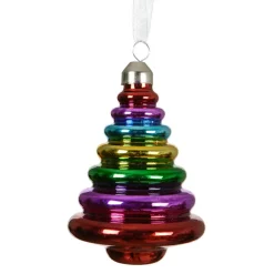 KAEMINGK Sapin en verre à suspendre (H10 cm) Noël joyeux Multicouleur Multicolore