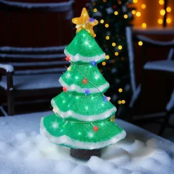 EMINZA Sapin lumineux 120 LED (H56 cm) Étoile scintillante Blanc froid Vert Outlet