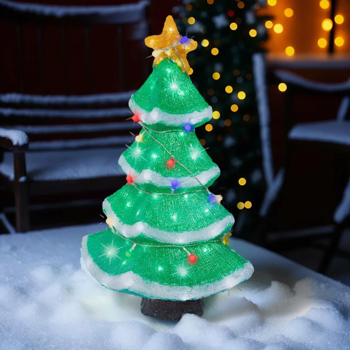 EMINZA Sapin lumineux 120 LED (H56 cm) Étoile scintillante Blanc froid Vert Outlet