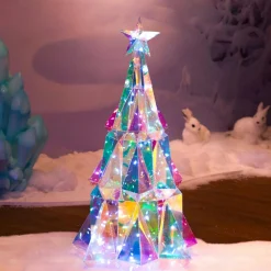 KAEMINGK Sapin lumineux 60 LED (H51 cm) Ice Blanc froid Transparent irisé New