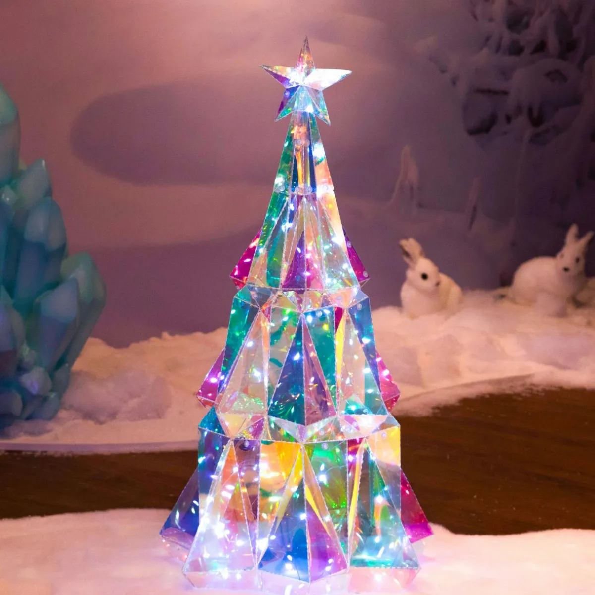 KAEMINGK Sapin lumineux 60 LED (H51 cm) Ice Blanc froid Transparent irisé New