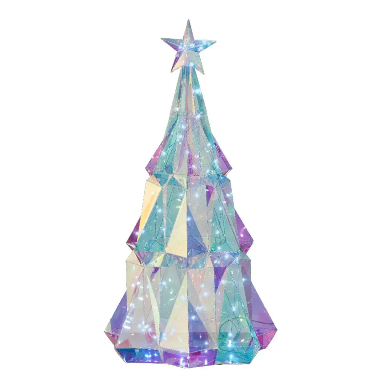 KAEMINGK Sapin lumineux 60 LED (H51 cm) Ice Blanc froid Transparent irisé New