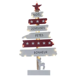 Feeric Lights & Christmas Sapin lumineux en bois à piles (H50 cm) Blanc chaud Sale