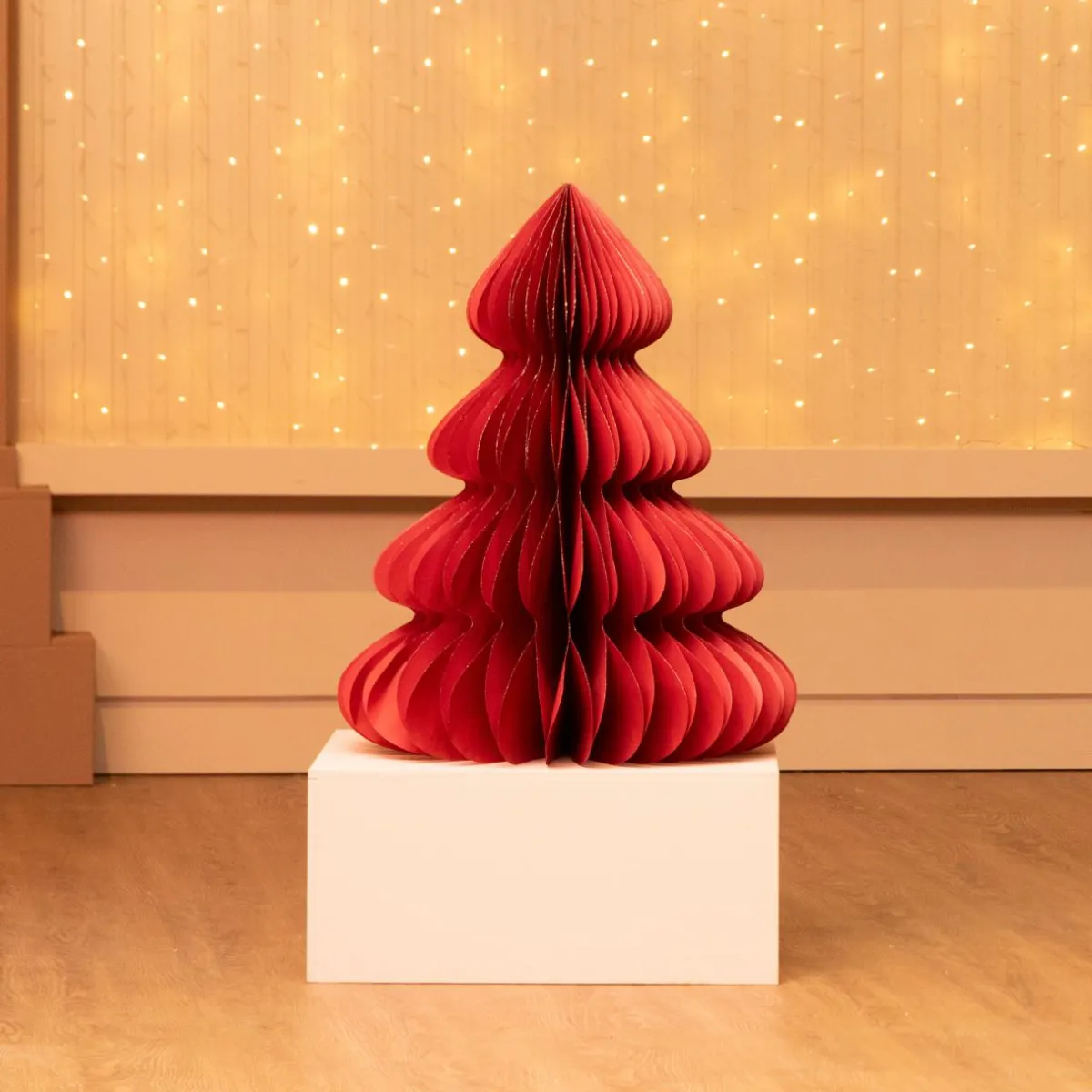 KAEMINGK Sapin papier à poser (H90 cm) Fermeture Magnétique Rouge Hot