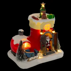 JJA Scène de vie animée et musicale (H22 cm) Botte du Père Noël Multicolore Discount