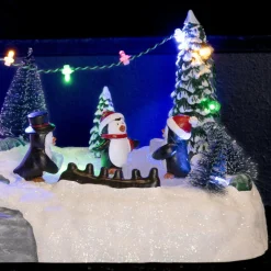 KAEMINGK Scène de vie illuminée à piles Aire de jeu des pingouins Multicolore New