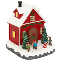 JJA Scène de vie illuminée et animée (H18 cm) Père Noël et enfants Multicolore
