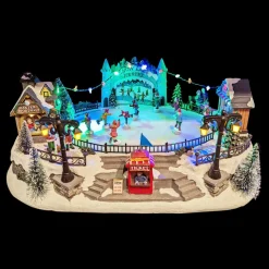 KAEMINGK Scène de vie illuminée et musicale Patinoire extérieure Outlet