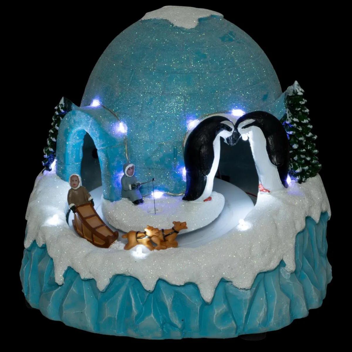 FEERIC LIGHTS Scène de vie illuminée, musicale et animée (H22 cm) Igloo et chiens de traineaux Online