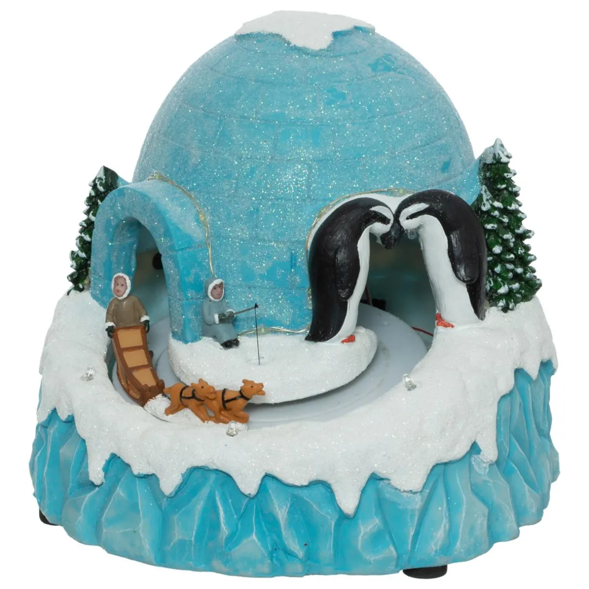 FEERIC LIGHTS Scène de vie illuminée, musicale et animée (H22 cm) Igloo et chiens de traineaux Online