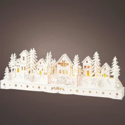 KAEMINGK Scène de vie lumineuse à piles en bois (45 x H15 cm) Village enchanté Discount