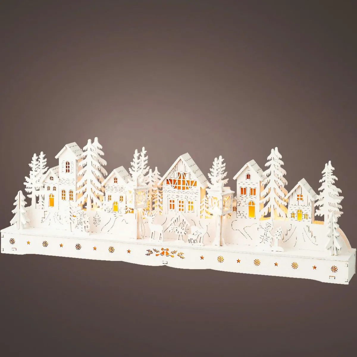 KAEMINGK Scène de vie lumineuse à piles en bois (45 x H15 cm) Village enchanté Discount