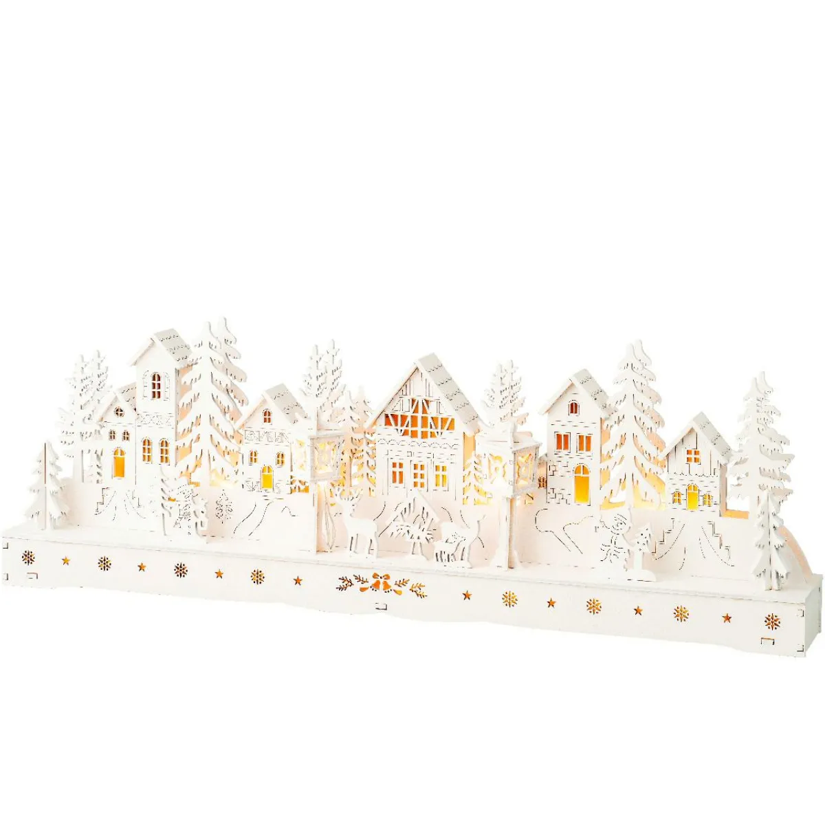 KAEMINGK Scène de vie lumineuse à piles en bois (45 x H15 cm) Village enchanté Discount