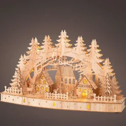 KAEMINGK Scène de vie lumineuse à piles en bois (44 x H26 cm) Paysage nordique