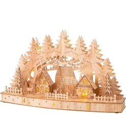 KAEMINGK Scène de vie lumineuse à piles en bois (44 x H26 cm) Paysage nordique