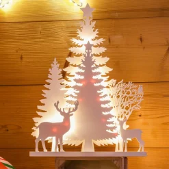 KAEMINGK Scène lumineuse en bois à piles (H40 cm) Forêt Blanc chaud Clearance