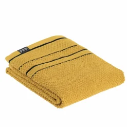 TENDANCE Serviette de bain coton (50 x 90 cm) Black Line / noir Jaune ocre Hot